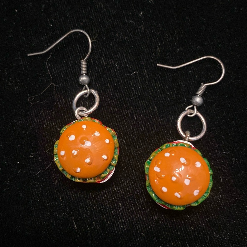Cheese burger earrings